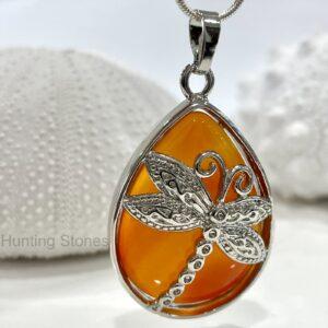 Carnelian Dragonfly Natural Crystal Necklace