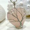 Rose Quartz Tree of Life Heart Natural Crystal Necklace