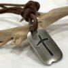 Men's Cross Tag Genuine leather necklace