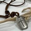 Men's Cross Tag Genuine leather necklace