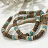 Unisex Natural Coconut Shell and Turquoise Howlite Heishi Bead Necklace