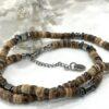 Unisex Natural Coconut Shell and Hematite Bead Necklace
