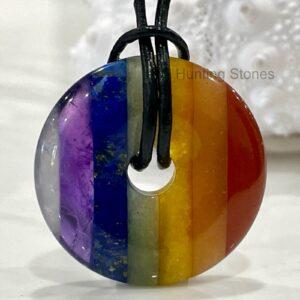 Unisex 7 Chakra Natural Gemstone Genuine Leather Necklace