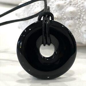 Unisex Natural Black Agate Gemstone Necklace