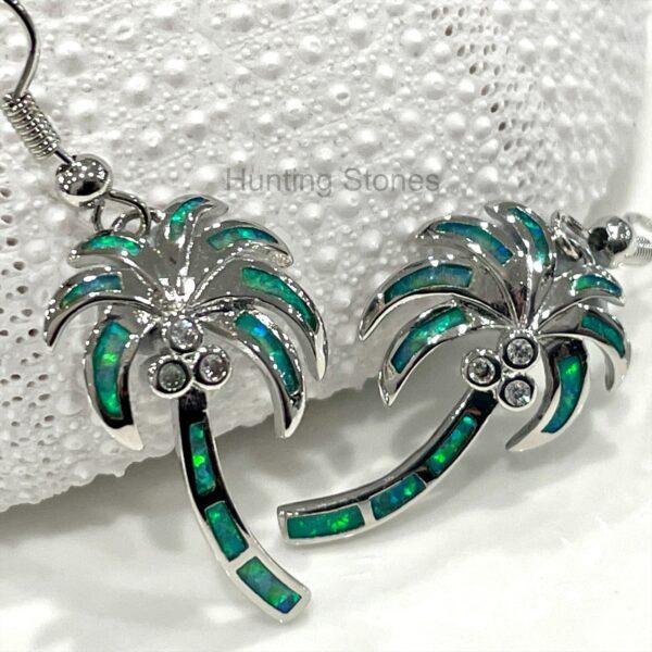 Stunning Green Fire Opal Palm Tree Earrings