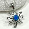Stunning Blue Fire Opal Sun Necklace