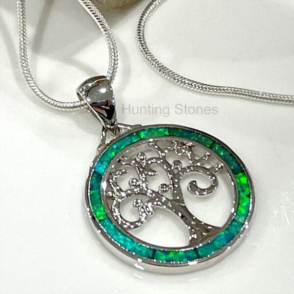 Stunning Green Fire Opal Tree of Life Necklace
