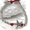Genuine leather wrap Starfish bracelet 7.5 inch Red