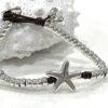 Genuine leather wrap Starfish bracelet 7.5 inch Dark Brown