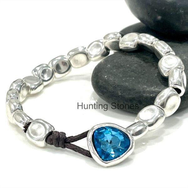 Beautiful Blue Glass Crystal Drop Bracelet