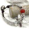 Beautiful Leather and Red Glass Crystal Dragonfly Bracelet