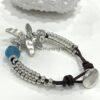 Beautiful Leather and Blue Glass Crystal Dragonfly Bracelet