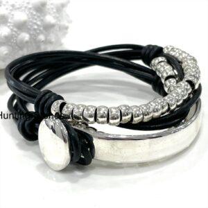 Unisex Genuine leather Wrap Bracelet Black