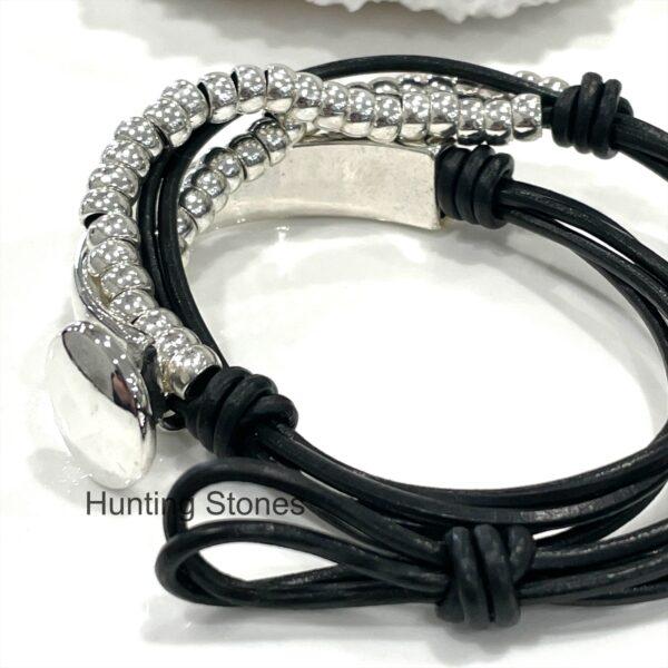 Unisex Genuine leather Wrap Bracelet Black