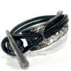 Unisex Genuine leather Hammered Metal Bracelet