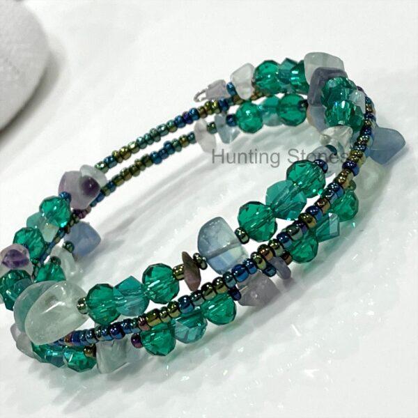 Handmade Fluorite Crystal Bracelet 3 layers