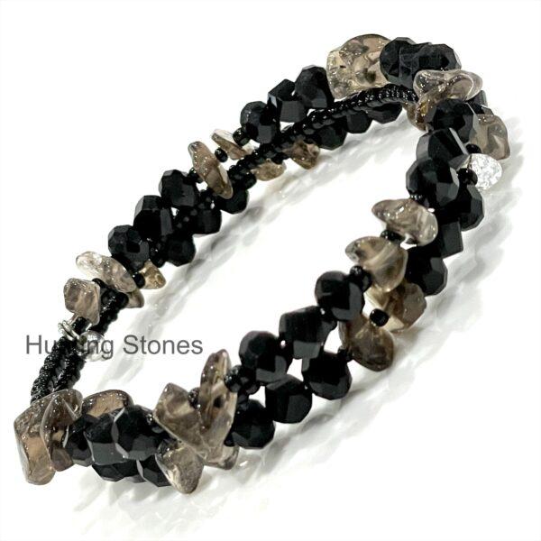 Handmade Smoky Quartz Crystal Bracelet 3 layers