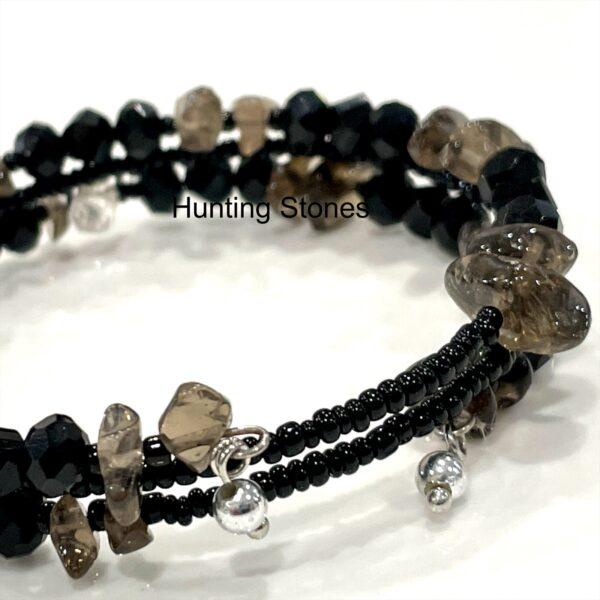 Handmade Smoky Quartz Crystal Bracelet 3 layers