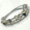 Handmade Tourmaline in Quartz Crystal Bracelet 3 layers