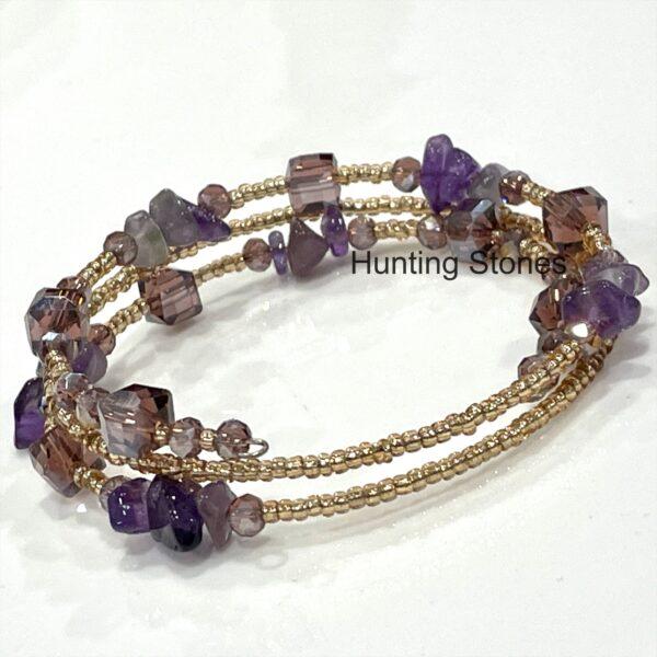 Handmade Amethyst Crystal Bracelet 3 layers