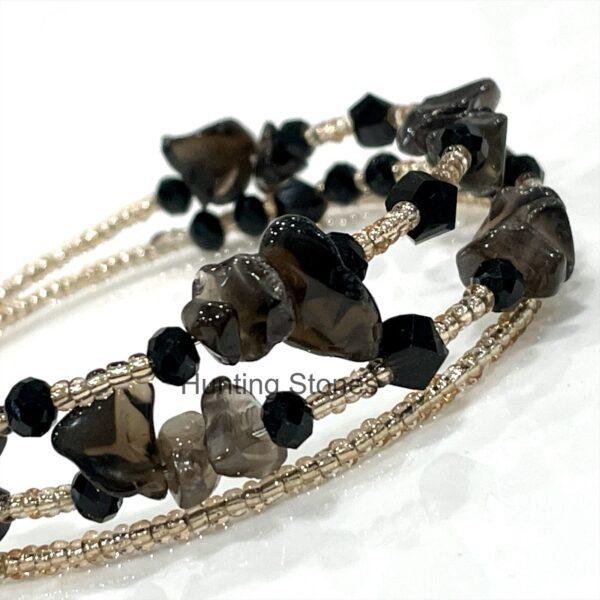 Handmade Smoky Quartz Crystal Bracelet 3 layers