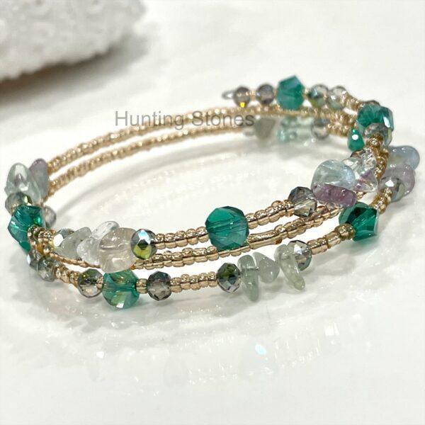 Handmade Fluorite Crystal Bracelet 3 layers