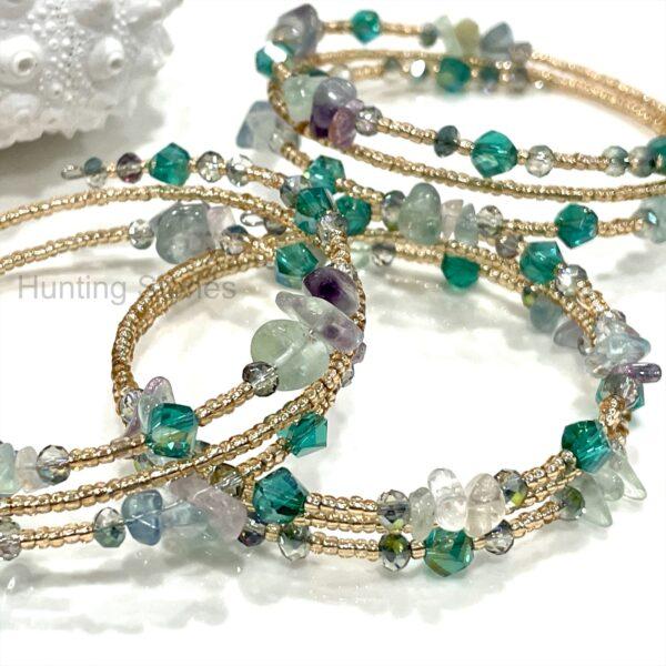 Handmade Fluorite Crystal Bracelet 3 layers