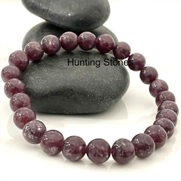 Hunting Stones Natural Lepidolite Unisex Gemstone Crystal Bracelet