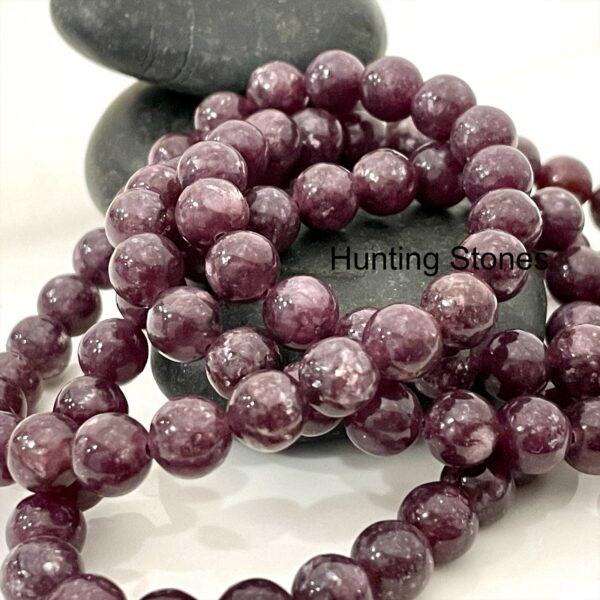 Hunting Stones Natural Lepidolite Unisex Gemstone Crystal Bracelet