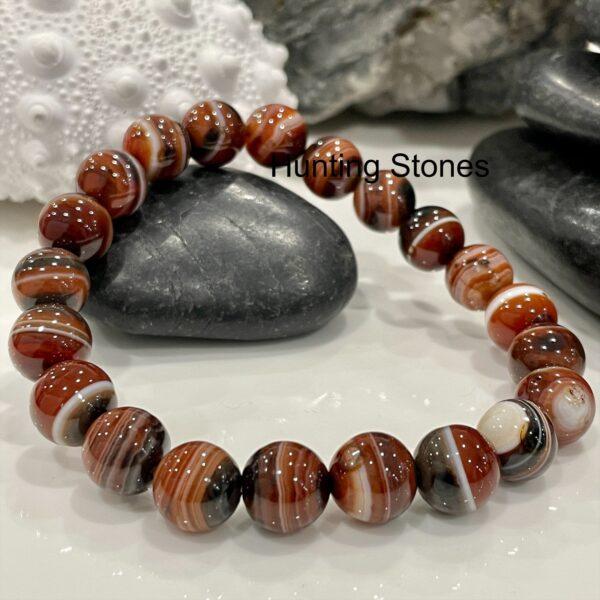 Hunting Stones Natural Red Dream Agate Unisex Gemstone Bracelet