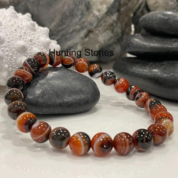 Hunting Stones Natural Red Dream Agate Unisex Gemstone Bracelet