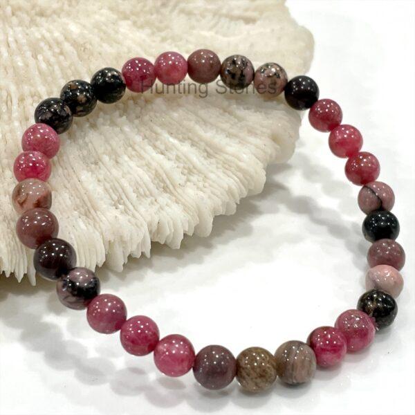 Hunting Stones Natural Matrix Rhodonite Unisex Gemstone Bracelet