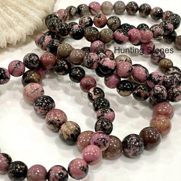 Hunting Stones Natural Matrix Rhodonite Unisex Gemstone Bracelet