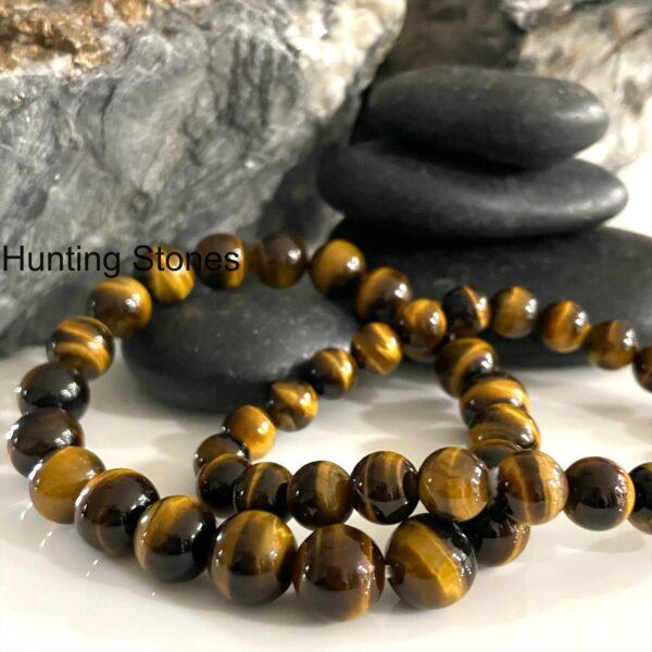 Hunting Stones Natural Tigers Eye Unisex Gemstone Bracelet