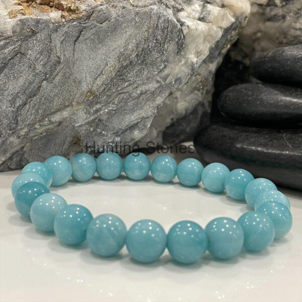 Hunting Stones Natural Blue Amazonite Unisex Gemstone Bracelet