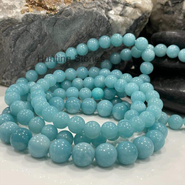 Hunting Stones Natural Blue Amazonite Unisex Gemstone Bracelet