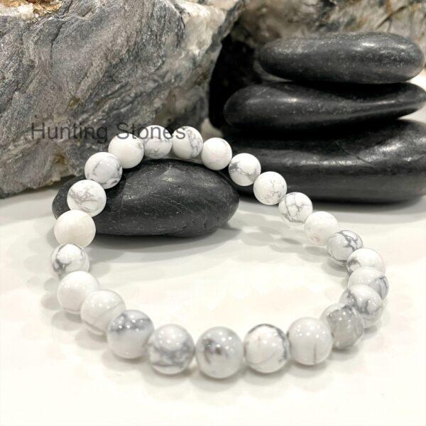 Hunting Stones Natural Howlite Unisex Gemstone Bracelet