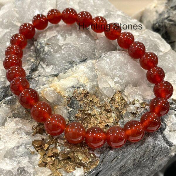 Hunting Stones Natural Red Agate Unisex Gemstone Bracelet