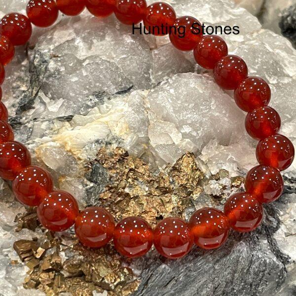 Hunting Stones Natural Red Agate Unisex Gemstone Bracelet