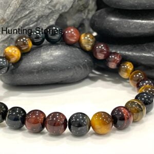 Hunting Stones Natural Mixed Tigers Eye Unisex Gemstone Bracelet