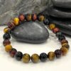 Hunting Stones Natural Mixed Tigers Eye Unisex Gemstone Bracelet