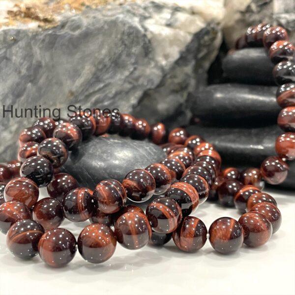 Hunting Stones Natural Red Tigers Eye Unisex Gemstone Bracelet