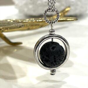 Aromatherapy Essential Oil Lava Stone Pendulum Orb Healing Necklace