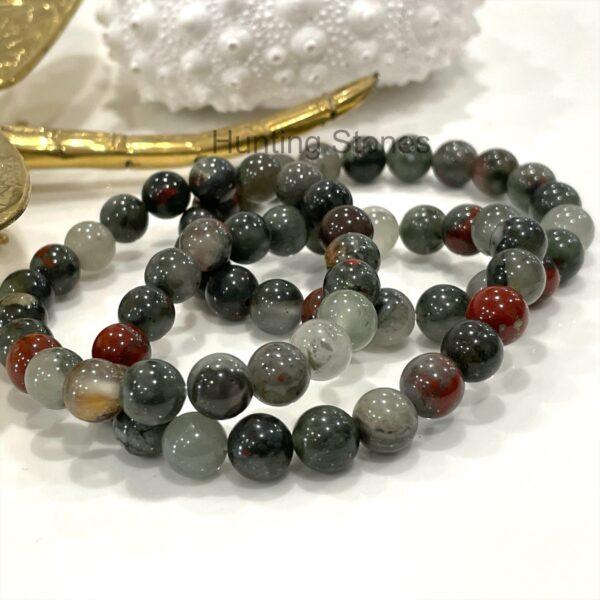 Hunting Stones Natural African Bloodstone Unisex Bracelet