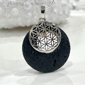 Aromatherapy Essential Oil Lava Sacred Geometry Flower of Life Healing Necklace