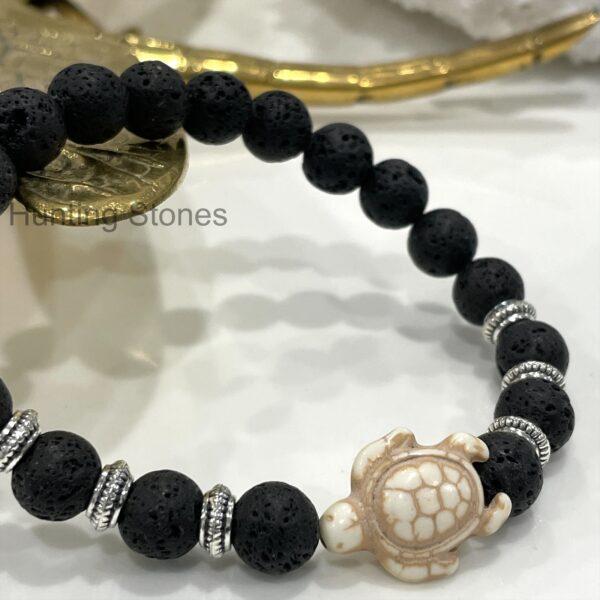 Unisex Aromatherapy Essential oil Natural Lava Stone Turtle Bracelet