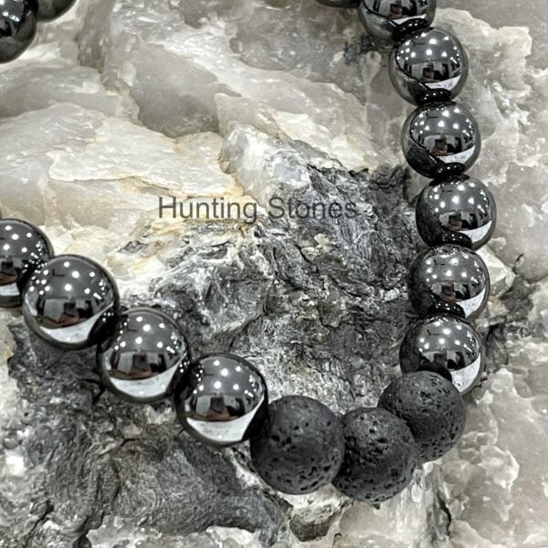 Unisex Aromatherapy Essential oil Natural Lava and Hematite Bracelet