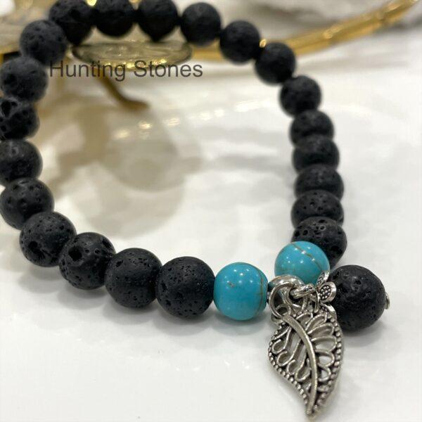 Aromatherapy Essential oil Natural Lava stone Leaf Bracelet