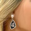 Stunning Ice Black Glass Crystal Bracelet - Matching Drop Earrings 19cm