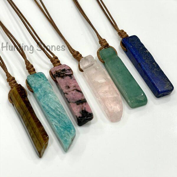 Hunting Stones Beautiful Natural Crystal Gemstone Slice Necklaces - Slide adjustable 40cm to 80cm